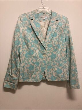 CASUAL CORNER/Floral Mint and Cream Blazer Jacket